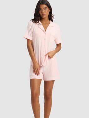 Cozy Earth Women's Bamboo Stretch-Knit Short Sleeve Pajama Set in Blossom